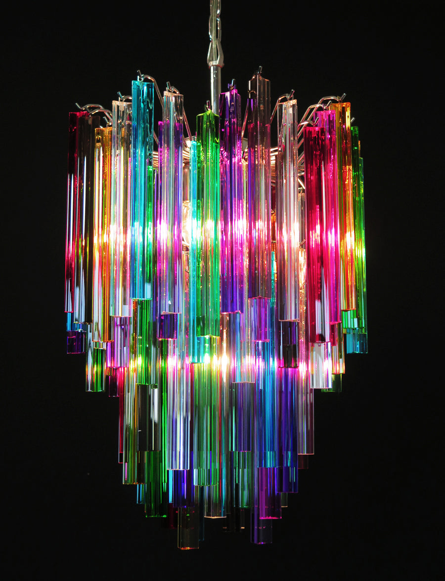 Murano Lysekrone – 92 Multifargede Prismeglass – detalj 9 – Murano Classics