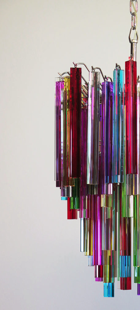 Murano Lysekrone – 92 Multifargede Prismeglass – detalj 5 – Murano Classics