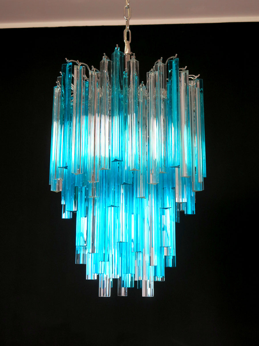 Murano Lysekrone – 92 Klare og Blå Prismeglass – detalj 9 – Murano Classics