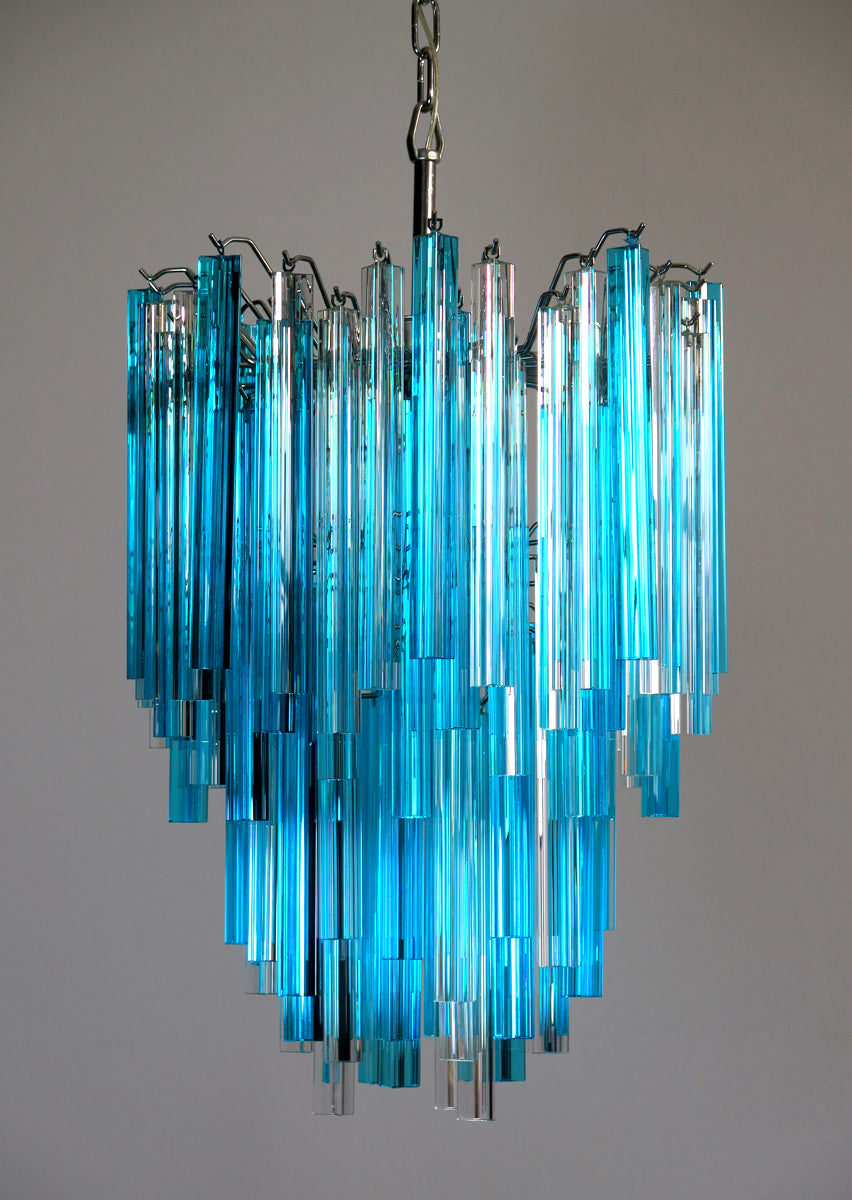Murano Lysekrone – 92 Klare og Blå Prismeglass – detalj 3 – Murano Classics