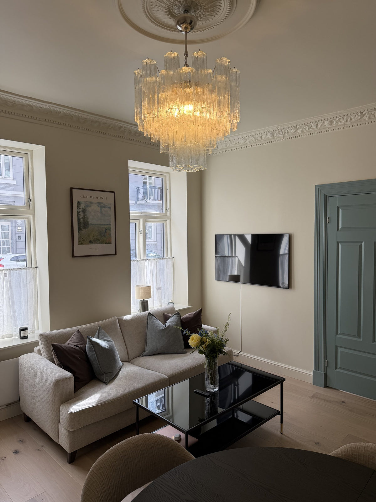 Murano Lysekrone – 36 Klare Glassrør – miljøbilde 5 – Murano Classics