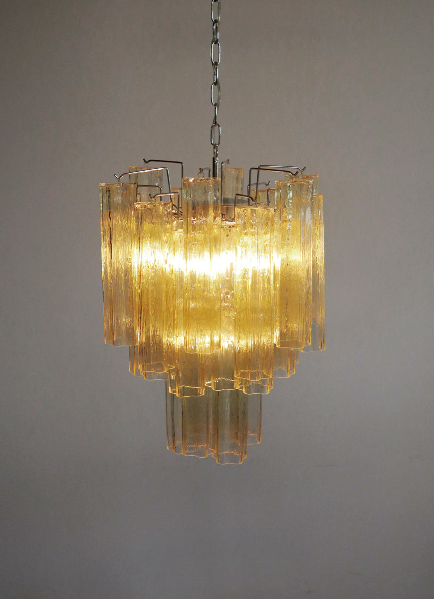 Murano Lysekrone – 30 Gule Glassrør – detalj 2 – Murano Classics