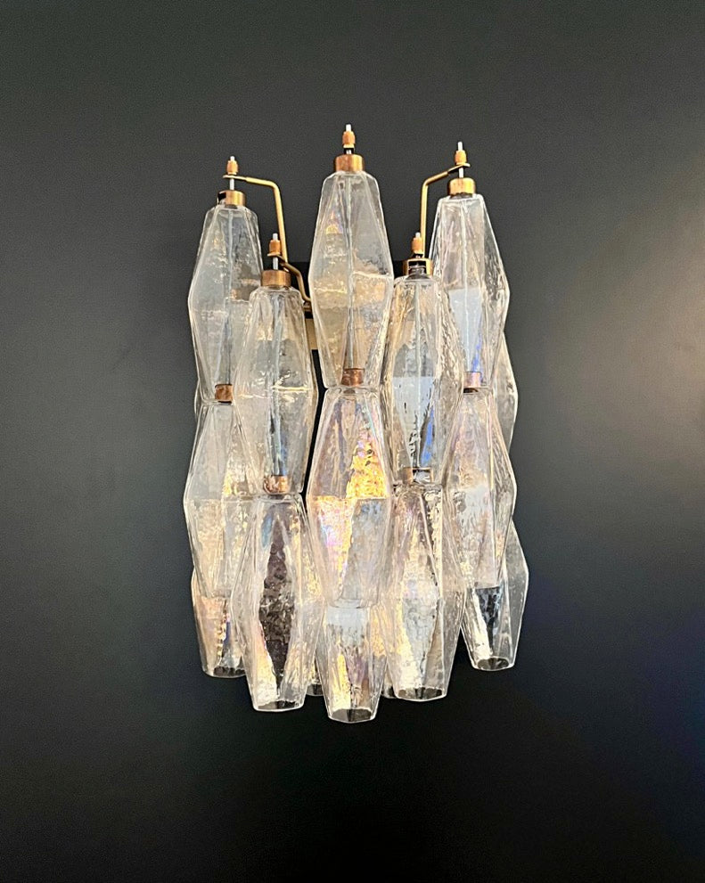 Murano Vegglampe | 16 Gull Iris Poliedriglass | 1 par