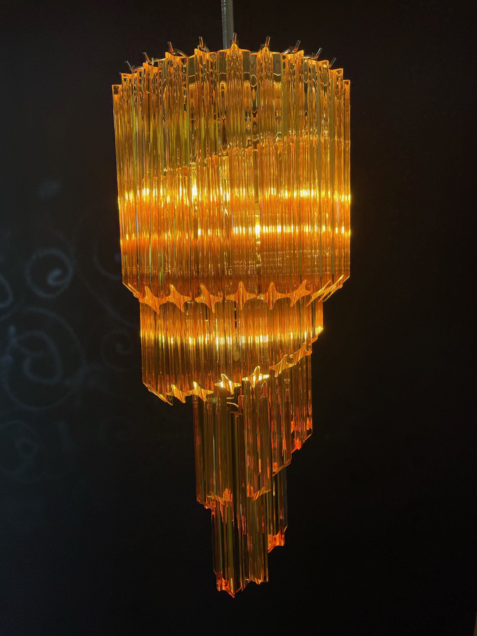 Murano Lysekrone – 54 Gule Prismeglass – detalj 9 – Murano Classics