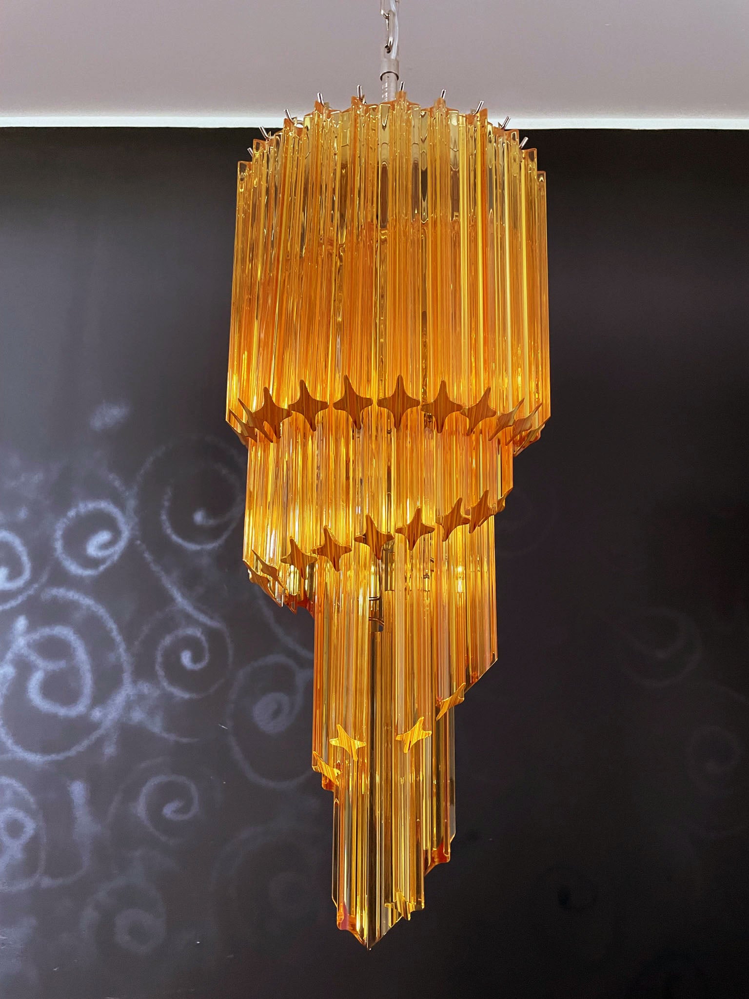 Murano Lysekrone – 54 Gule Prismeglass – detalj 6 – Murano Classics