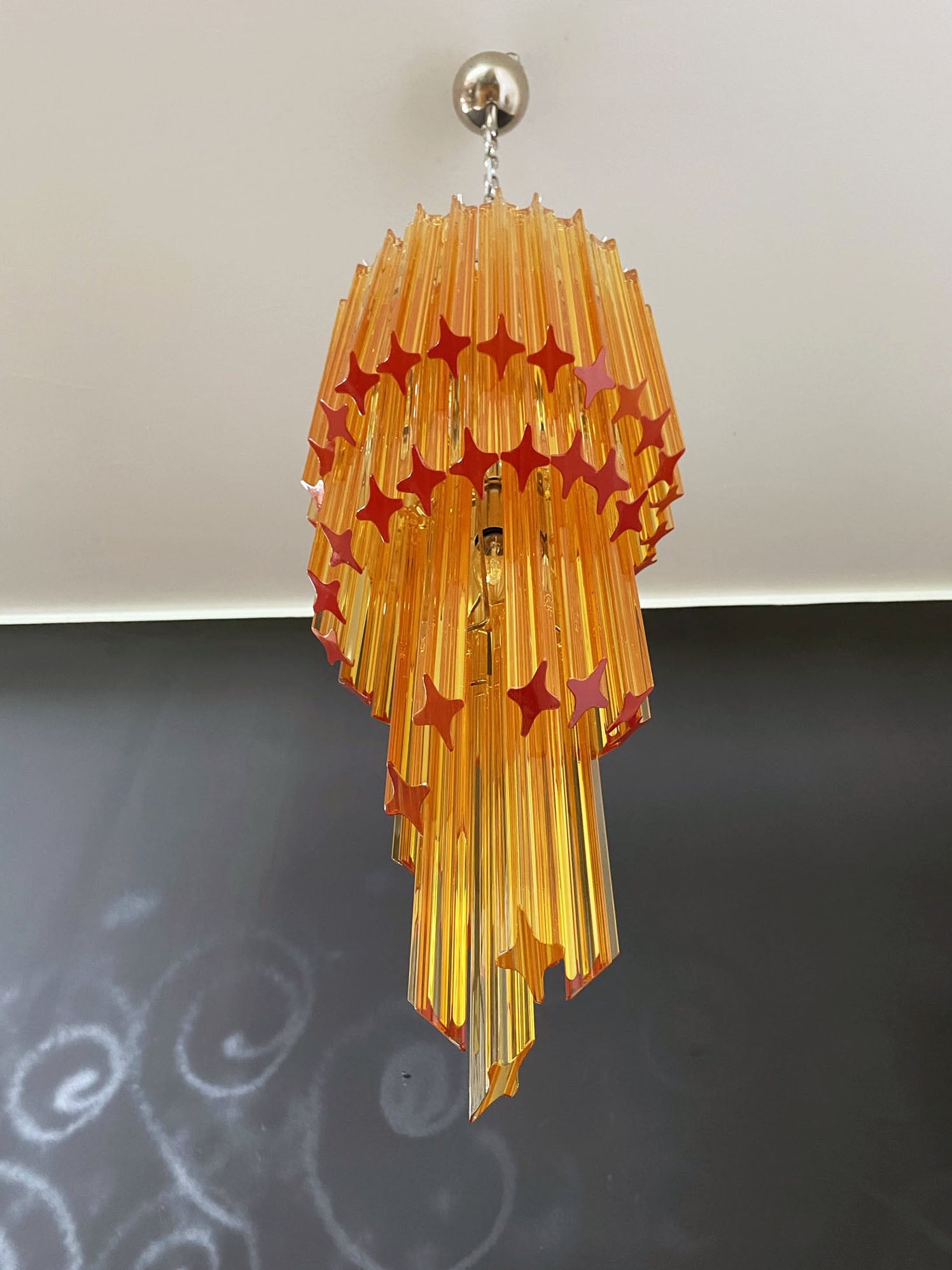Murano Lysekrone – 54 Gule Prismeglass – detalj 5 – Murano Classics