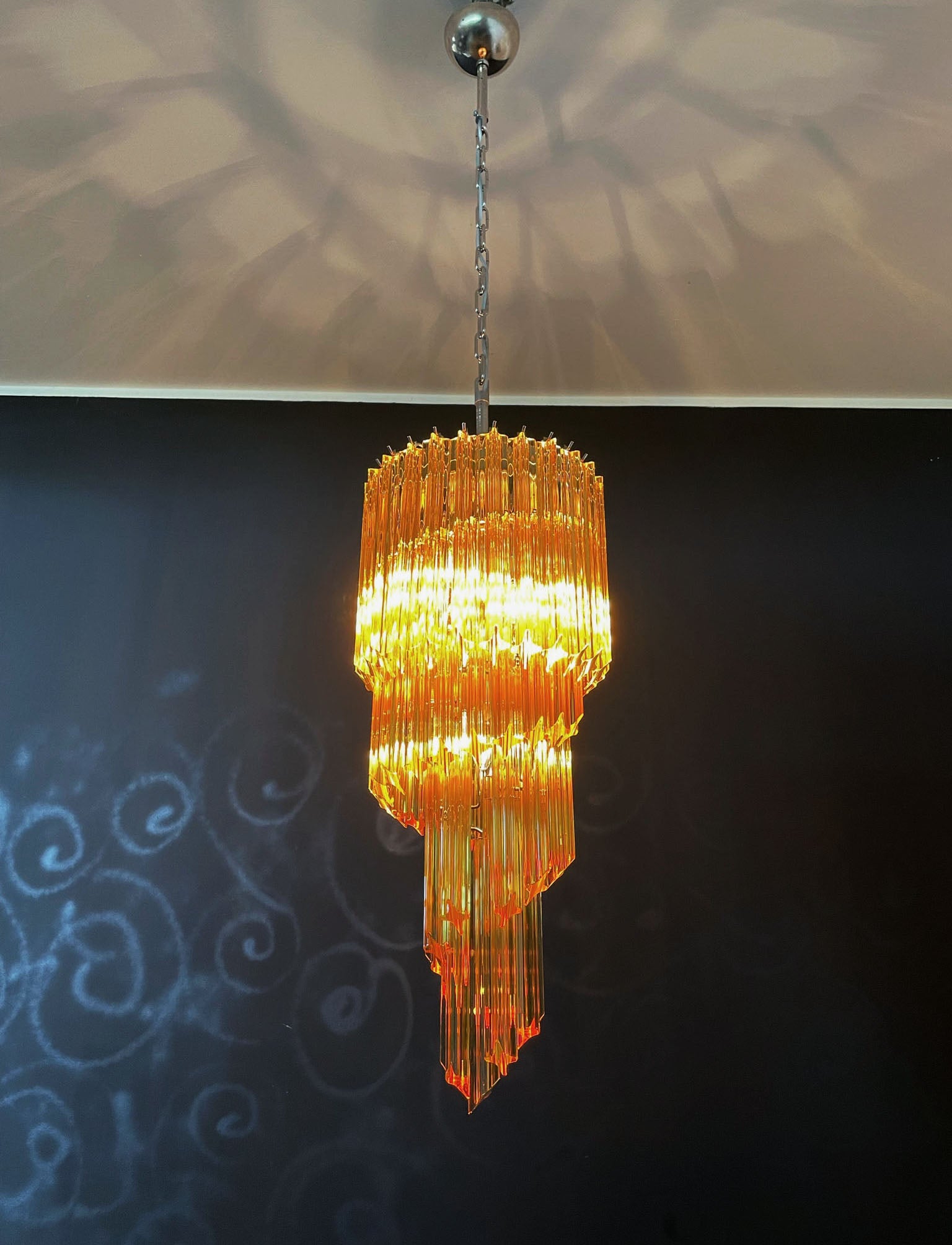 Murano Lysekrone – 54 Gule Prismeglass – detalj 7 – Murano Classics