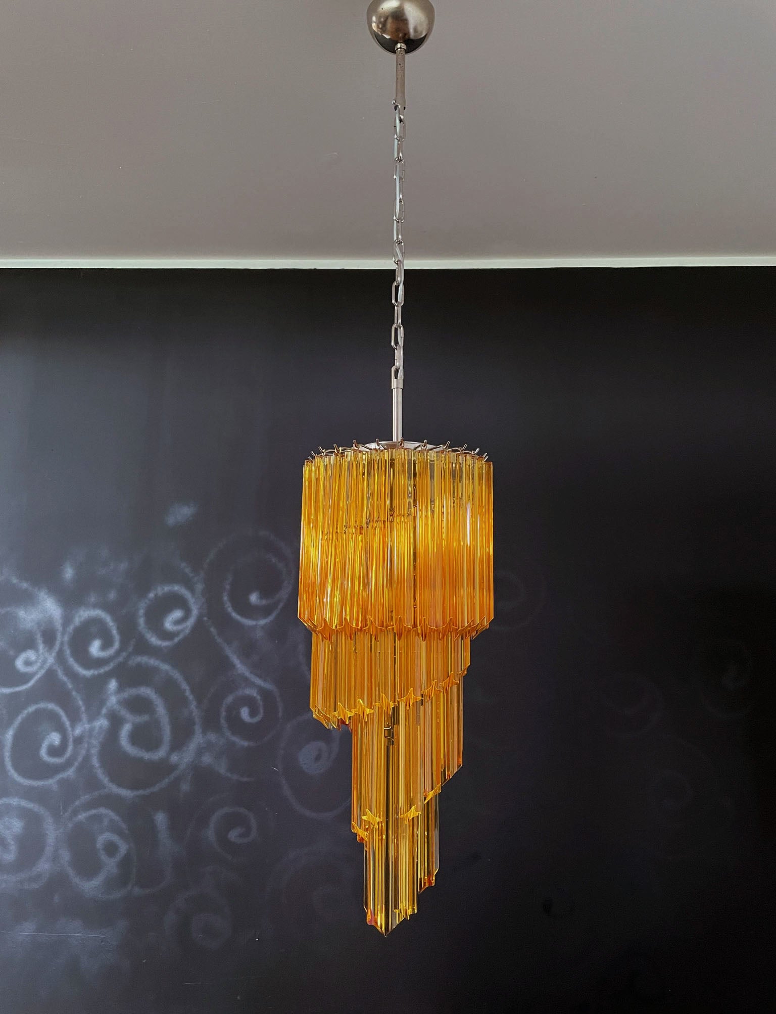 Murano Lysekrone – 54 Gule Prismeglass – Murano Classics