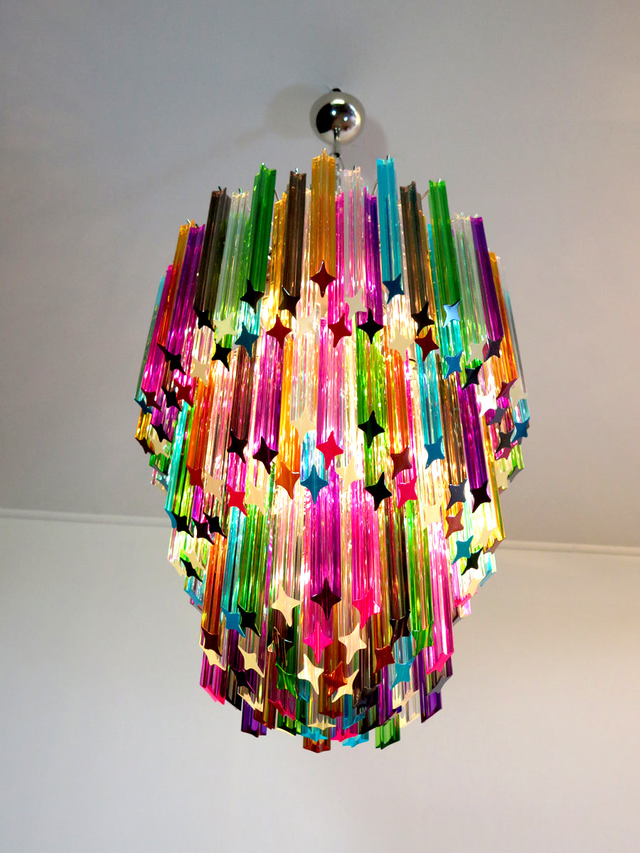 Murano Lysekrone – 184 Multifargede Prismeglass – detalj 5 – Murano Classics