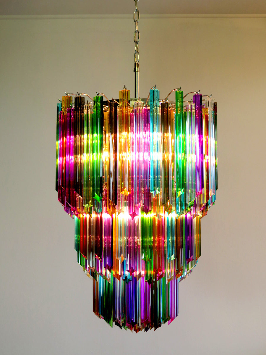 Murano Lysekrone – 184 Multifargede Prismeglass – detalj 4 – Murano Classics