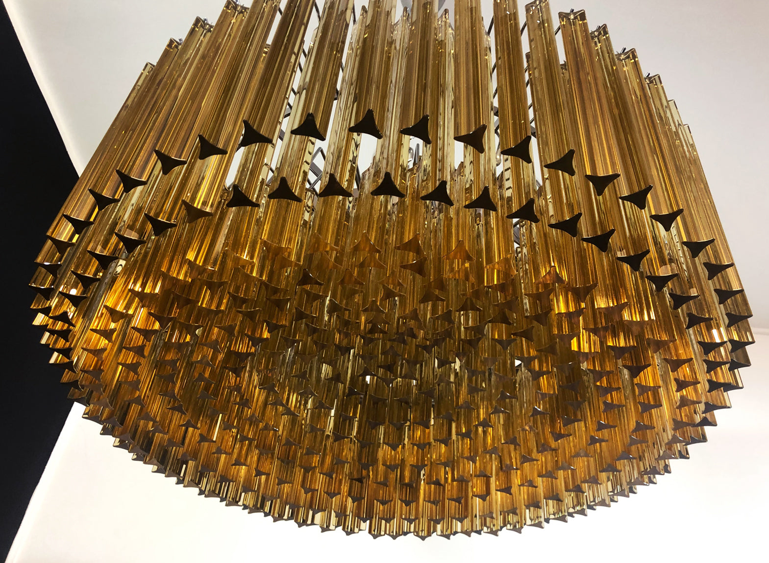 Murano Lysekrone – 391 Klare og Gule Prismeglass – detalj 3 – Murano Classics