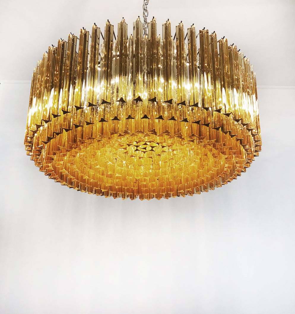 Murano Lysekrone – 391 Klare og Gule Prismeglass – detalj 2 – Murano Classics