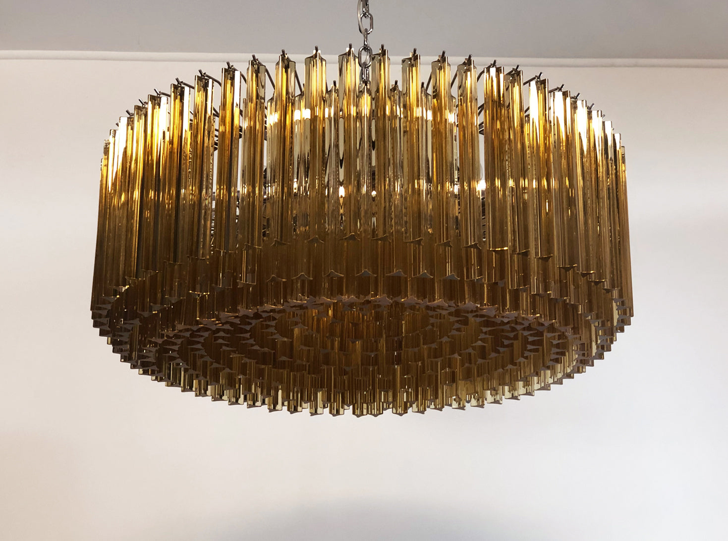 Murano Lysekrone – 391 Klare og Gule Prismeglass – Murano Classics