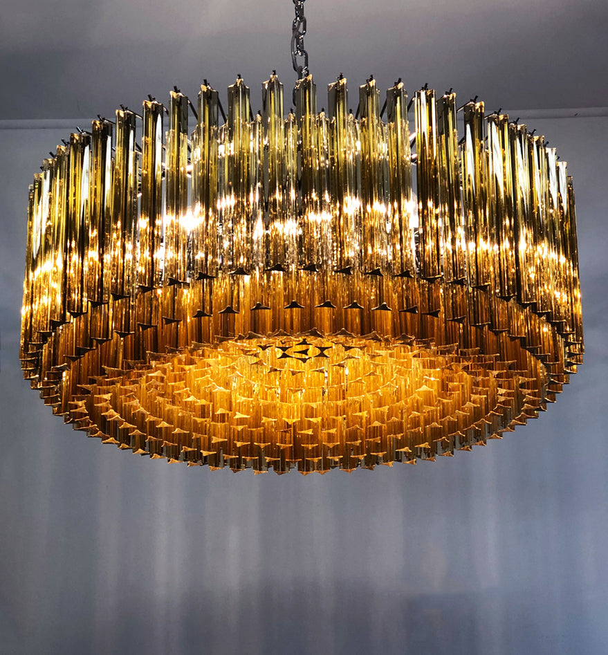 Murano Lysekrone – 391 Klare og Gule Prismeglass – detalj 5 – Murano Classics