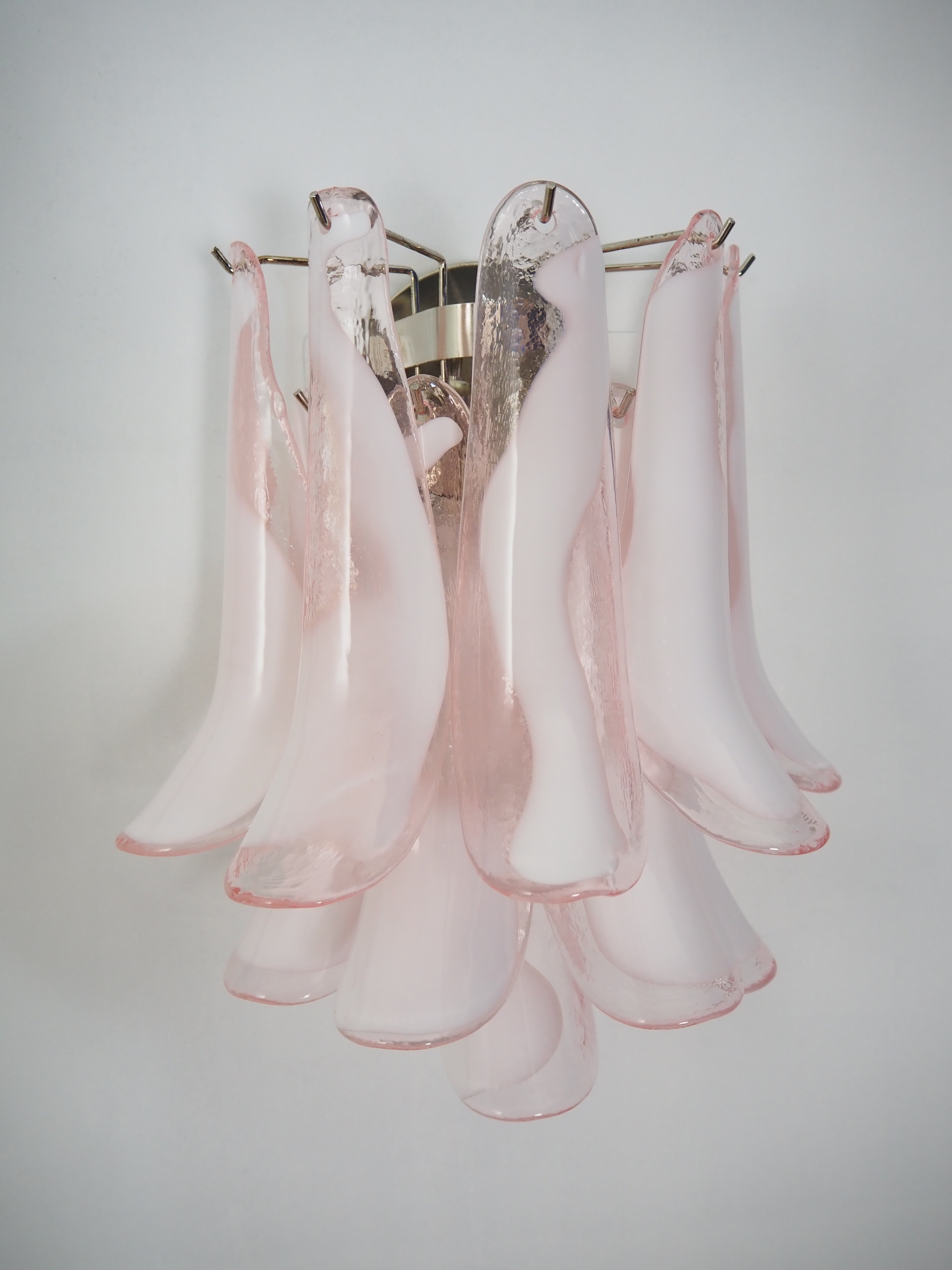 Murano Vegglampe – 10 Rosa Konglebladglass – 2 stk – Murano Classics