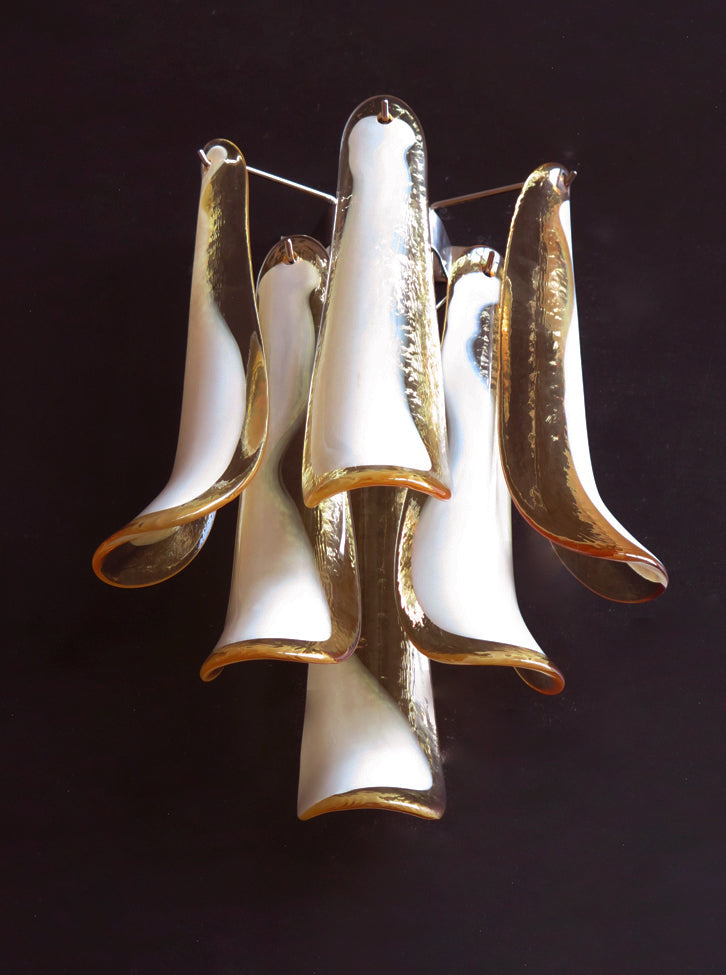 Murano Vegglampe – 6 Karamel Konglebladglass – 2 stk – detalj 2 – Murano Classics