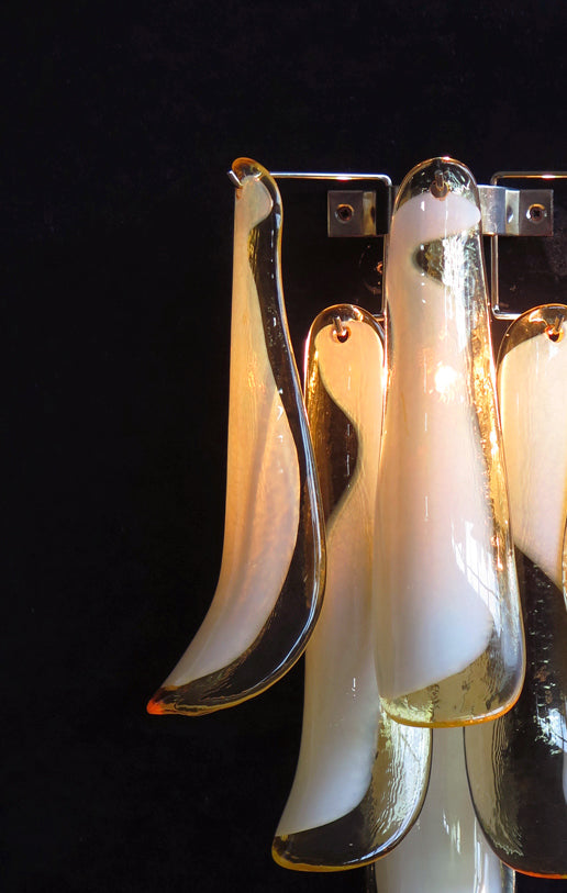 Murano Vegglampe – 6 Karamel Konglebladglass – 2 stk – detalj 4 – Murano Classics