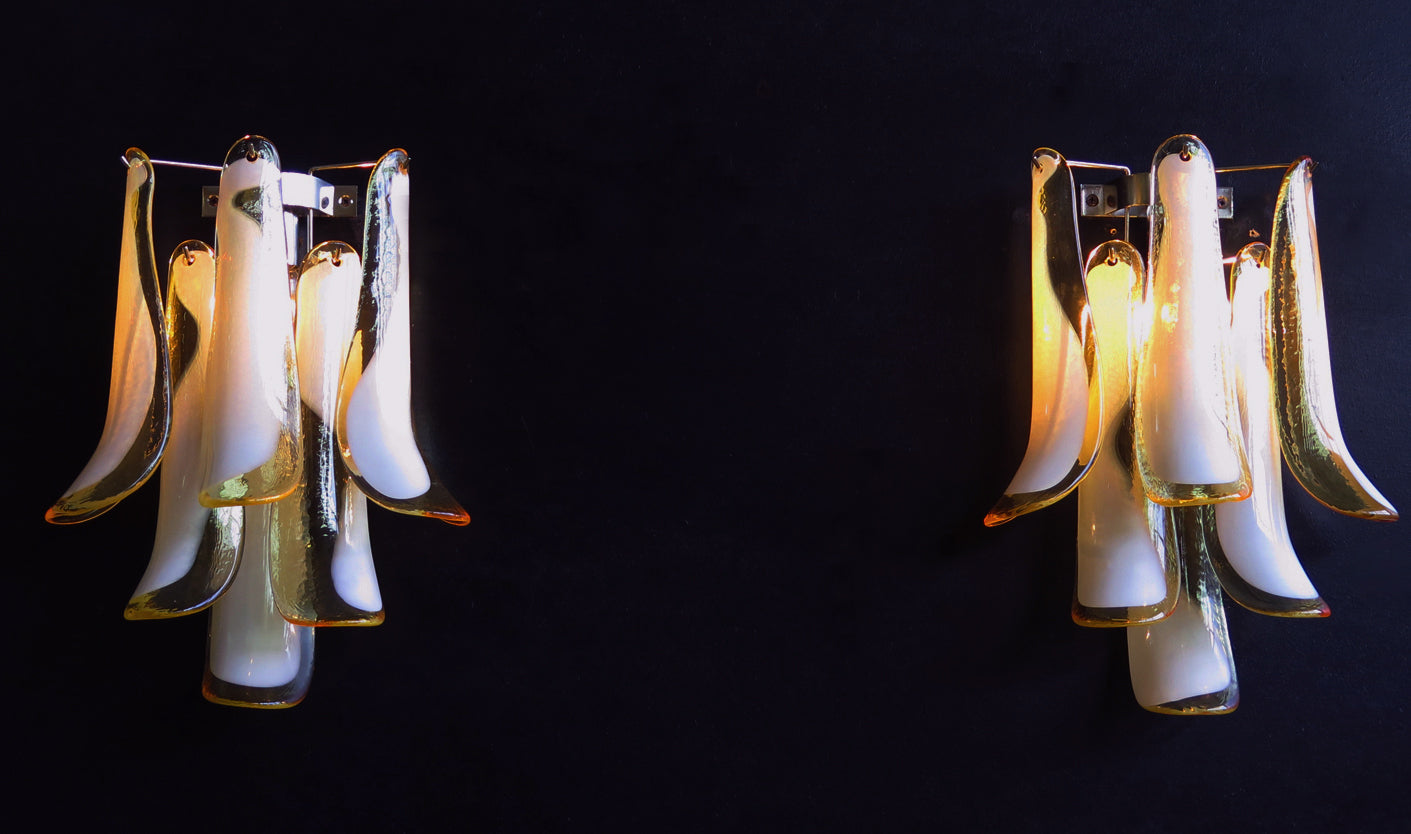Murano Vegglampe – 6 Karamel Konglebladglass – 2 stk – detalj 5 – Murano Classics
