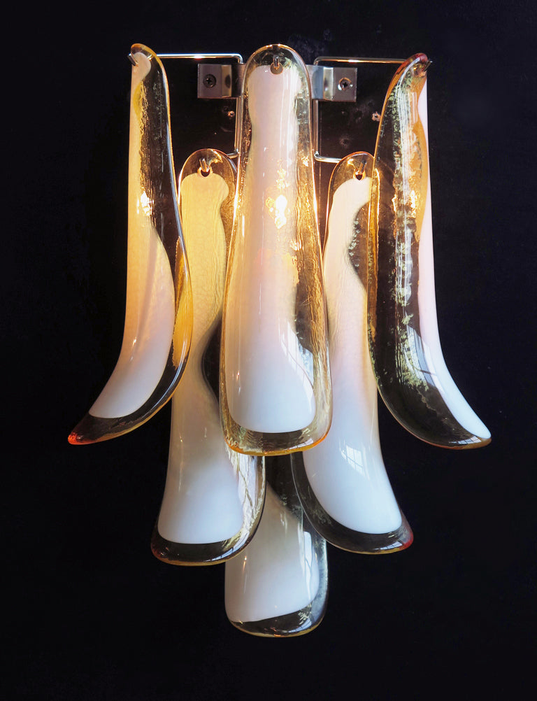Murano Vegglampe – 6 Karamel Konglebladglass – 2 stk – detalj 1 – Murano Classics
