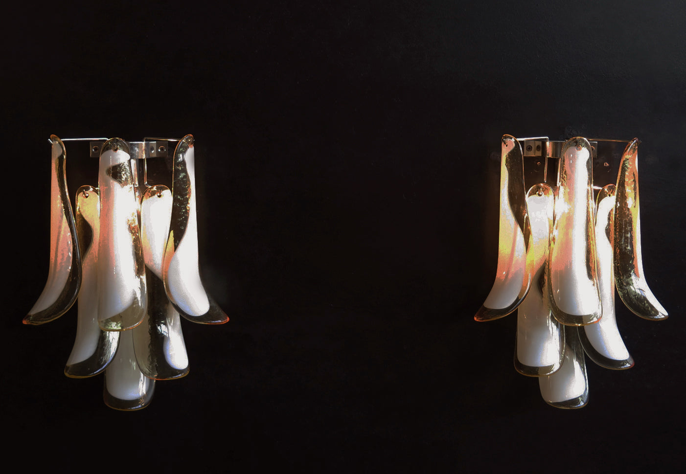 Murano Vegglampe – 6 Karamel Konglebladglass – 2 stk – detalj 7 – Murano Classics