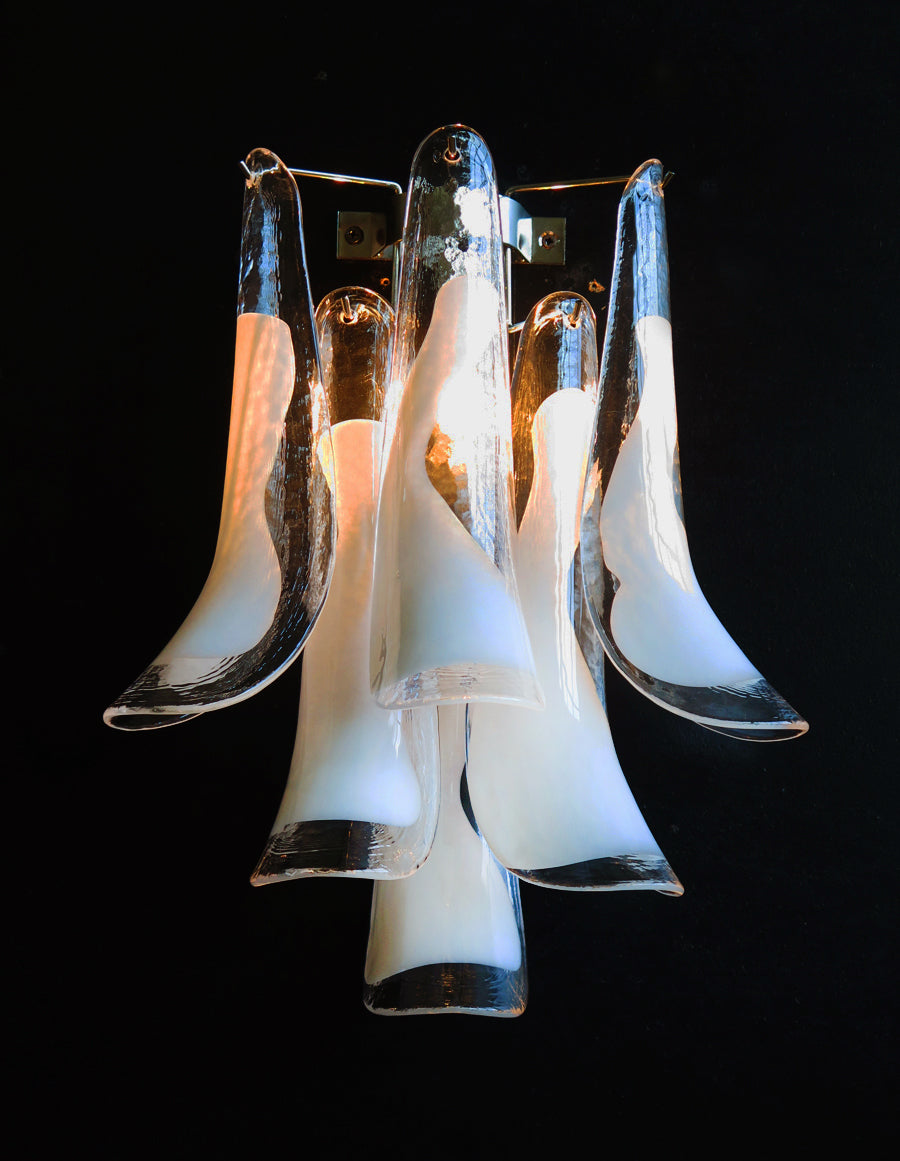 Murano Vegglampe – 6 Hvite Konglebladglass – 2 stk – detalj 1 – Murano Classics