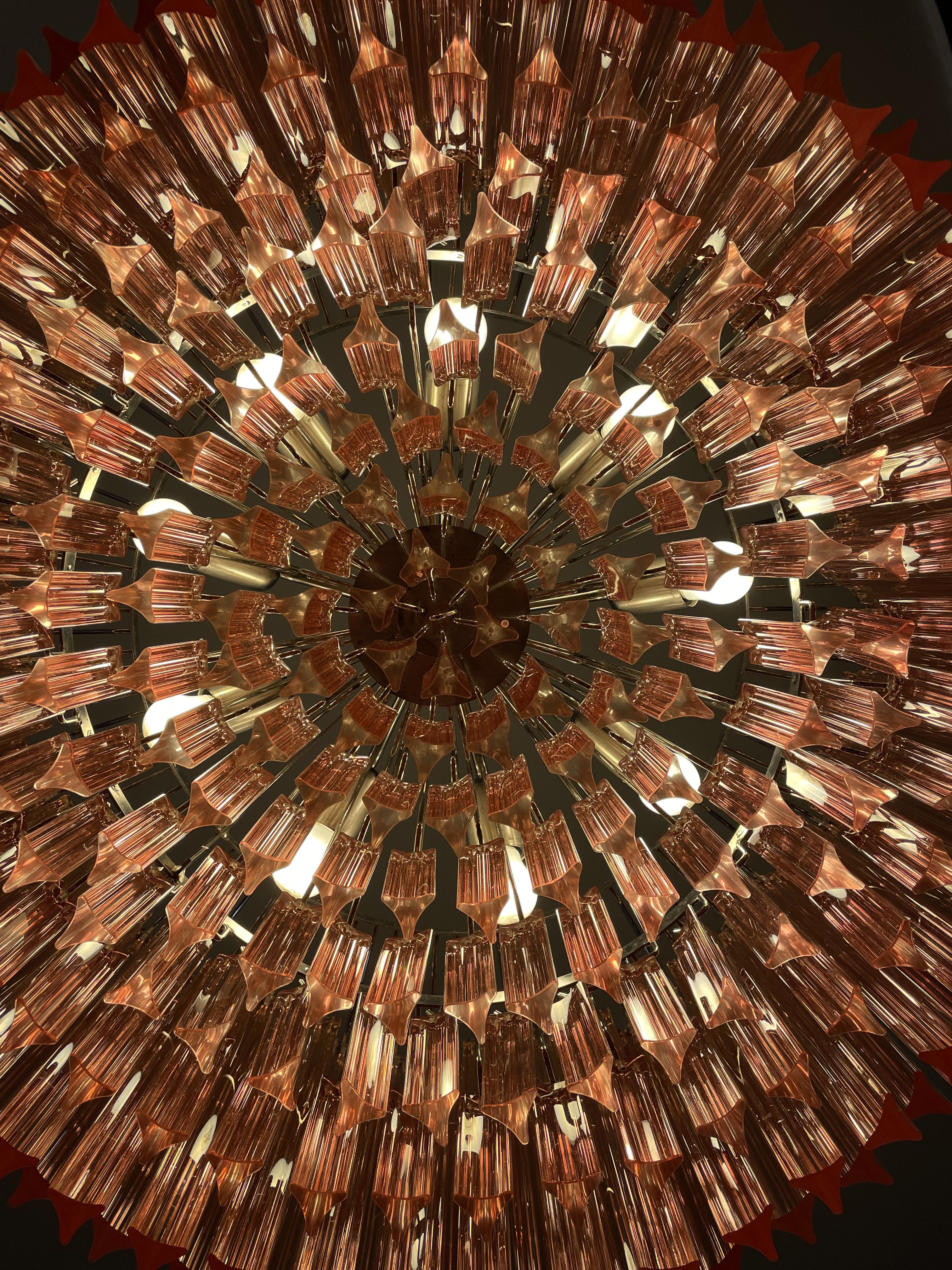 Murano Lysekrone – 265 Rosa Prismeglass – detalj 8 – Murano Classics