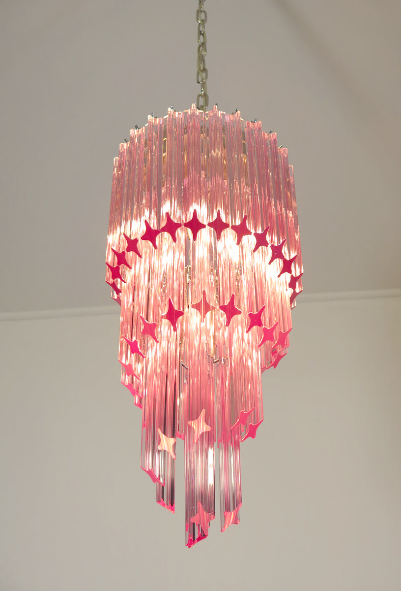 Murano Lysekrone – 54 Rosa Prismeglass – detalj 2 – Murano Classics
