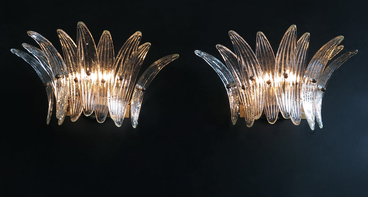 Murano Vegglampe – 9 Klare Palmeglass – 2 stk – detalj 7 – Murano Classics