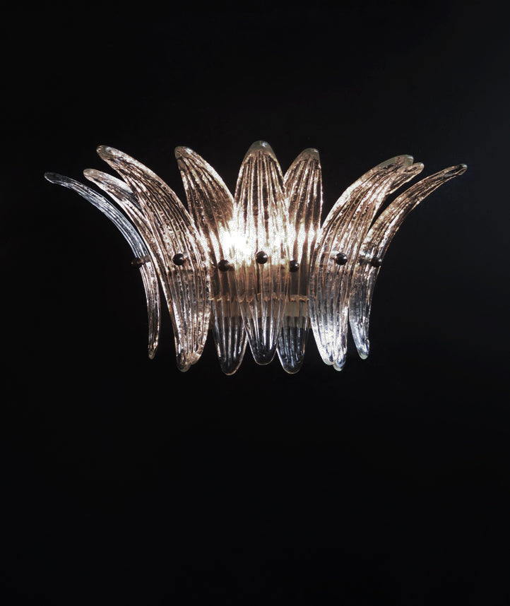 Murano Vegglampe – 9 Klare Palmeglass – 2 stk – detalj 2 – Murano Classics