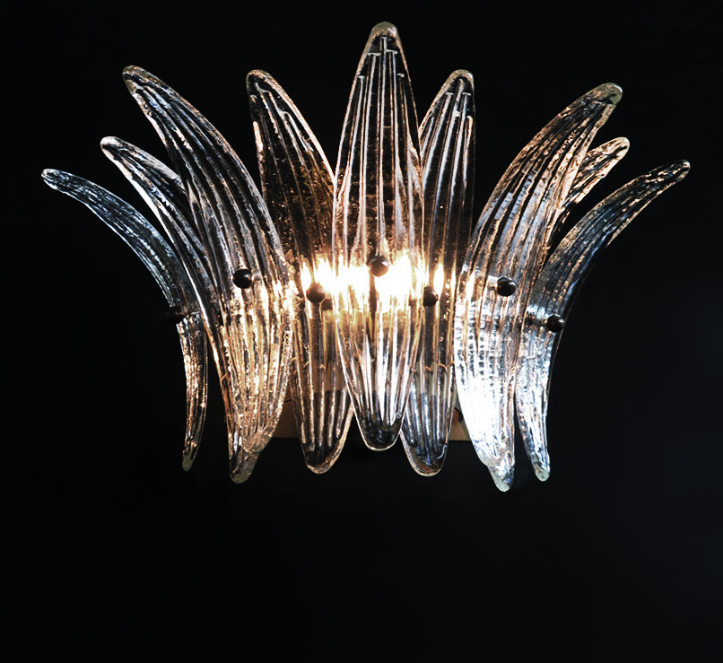 Murano Vegglampe – 9 Klare Palmeglass – 2 stk – detalj 1 – Murano Classics