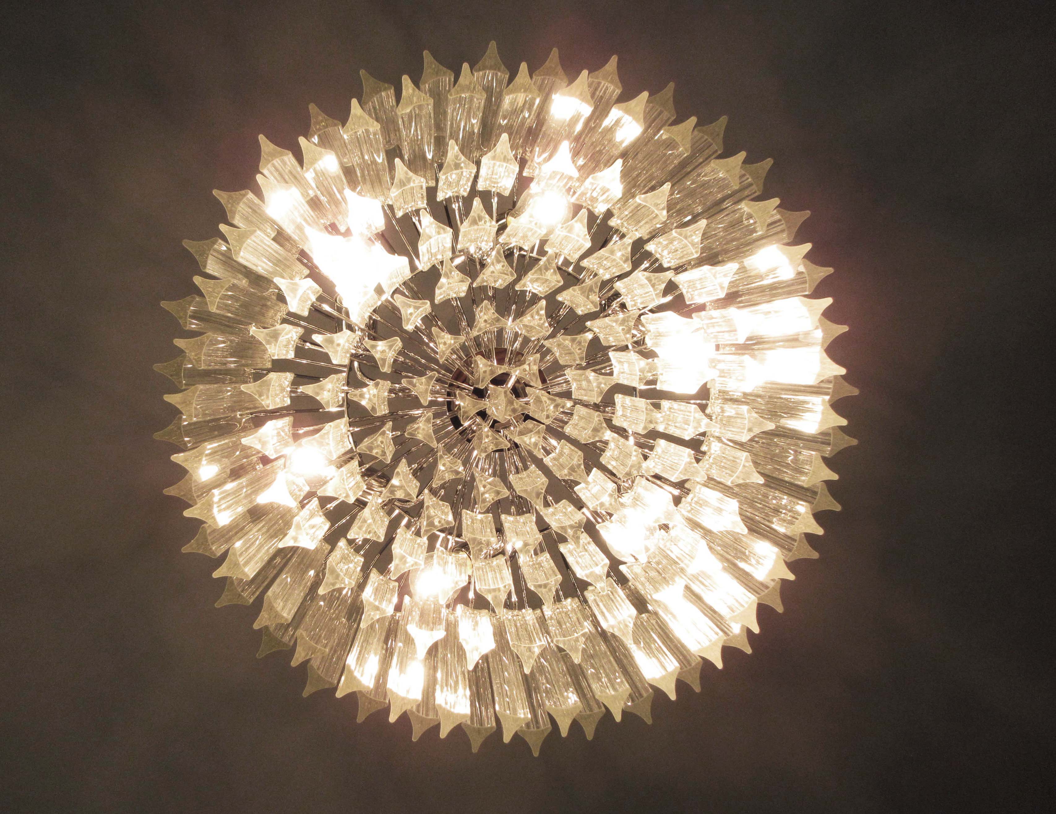 Murano Lysekrone – 140 Klare Poliedriglass – detalj 4 – Murano Classics