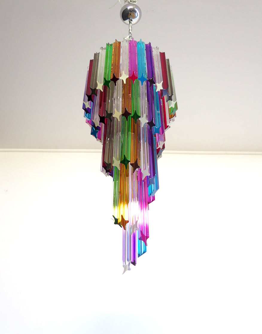 Murano Lysekrone – 86 Multifargede Prismeglass – detalj 5 – Murano Classics