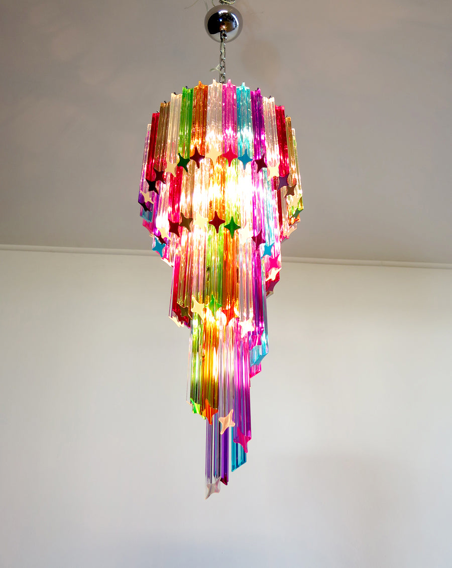 Murano Lysekrone – 86 Multifargede Prismeglass – detalj 10 – Murano Classics