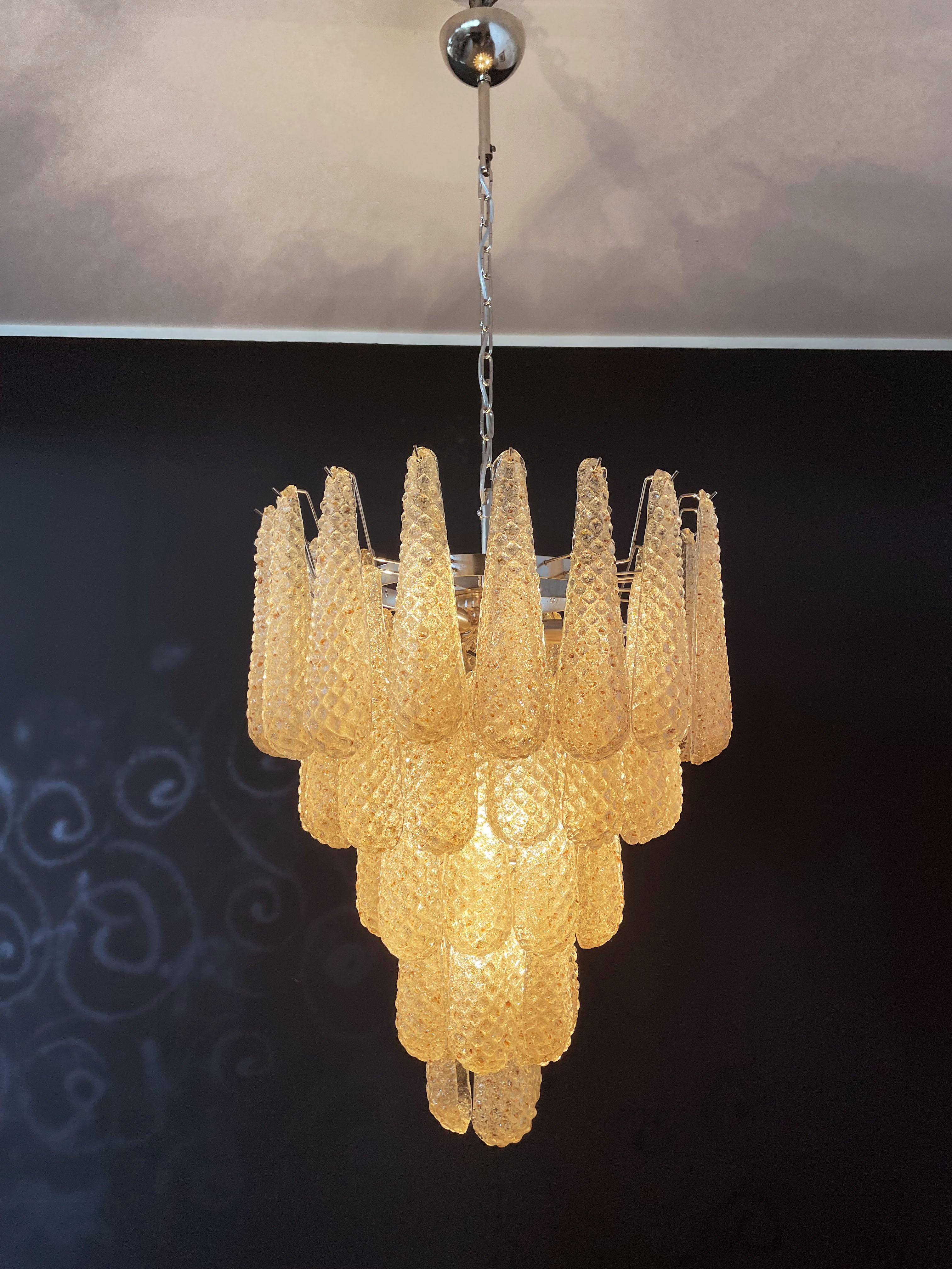 Murano Lysekrone – 52 Gule Dråpeglass – detalj 4 – Murano Classics