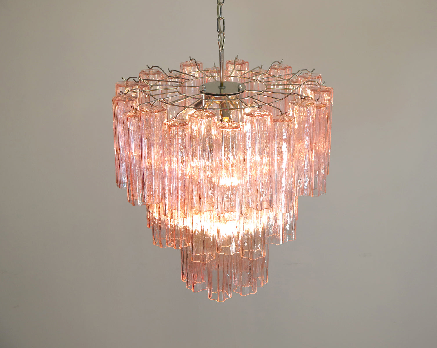 Murano Lysekrone – 48 Rosa Glassrør – detalj 6 – Murano Classics