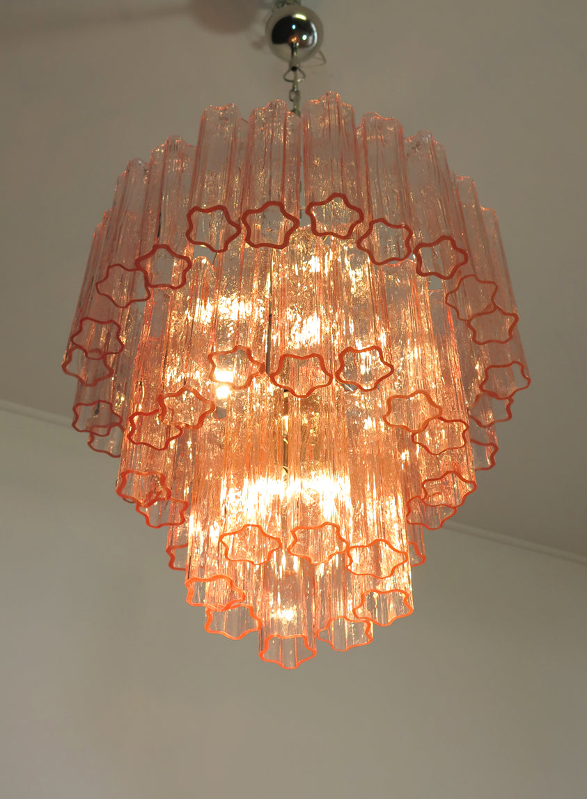 Murano Lysekrone – 48 Rosa Glassrør – detalj 4 – Murano Classics