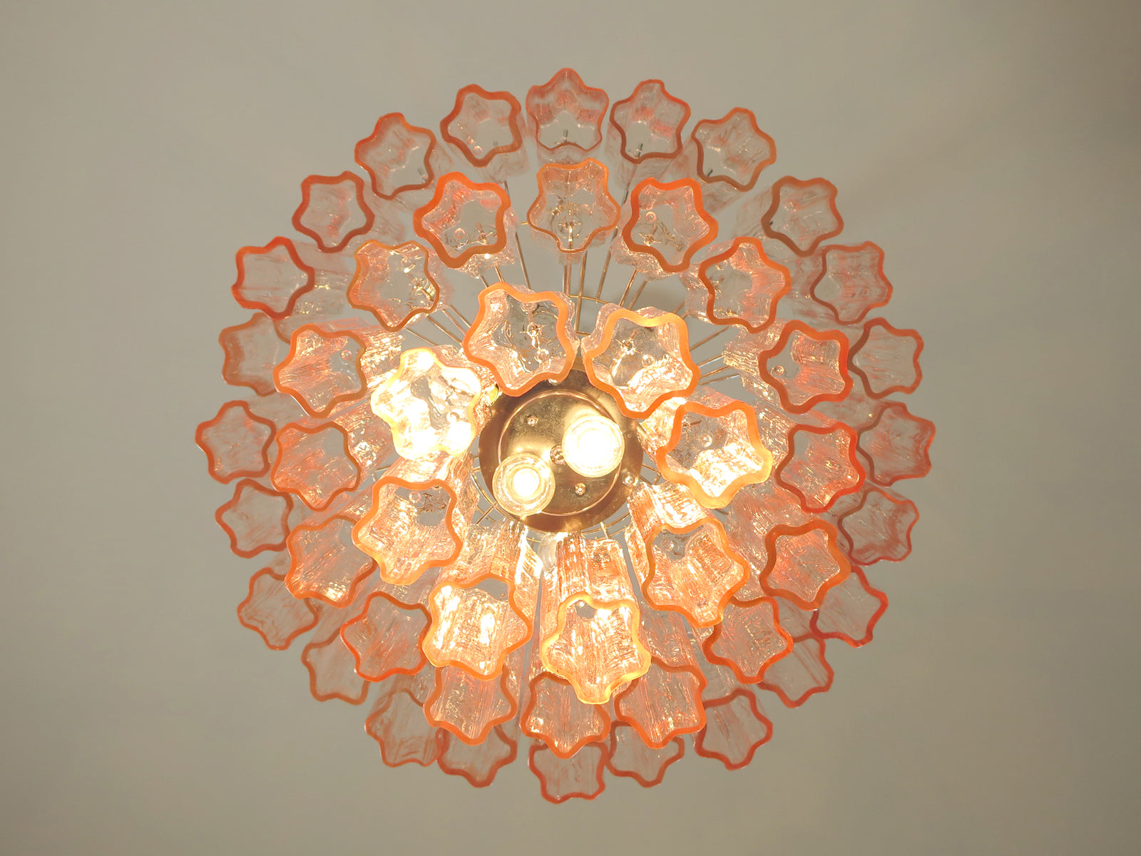 Murano Lysekrone – 48 Rosa Glassrør – detalj 5 – Murano Classics