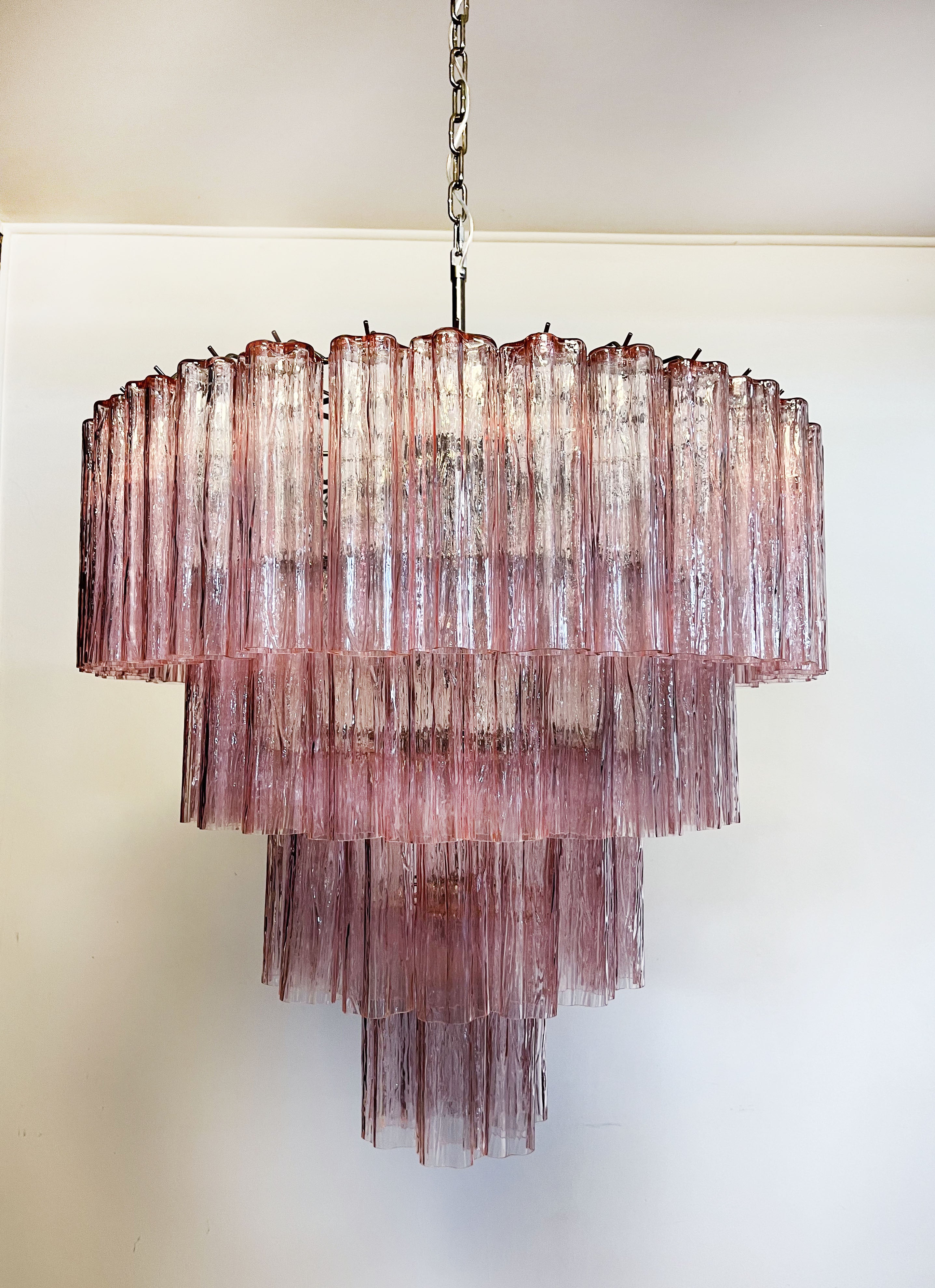Murano Lysekrone – 78 Rosa Glassrør – detalj 7 – Murano Classics