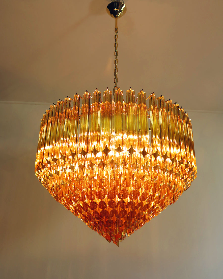 Murano Lysekrone – 265 Gule Prismeglass – detalj 4 – Murano Classics