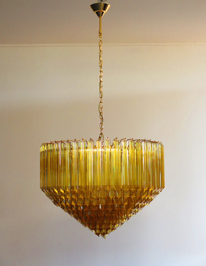 Murano Lysekrone – 265 Gule Prismeglass – detalj 2 – Murano Classics