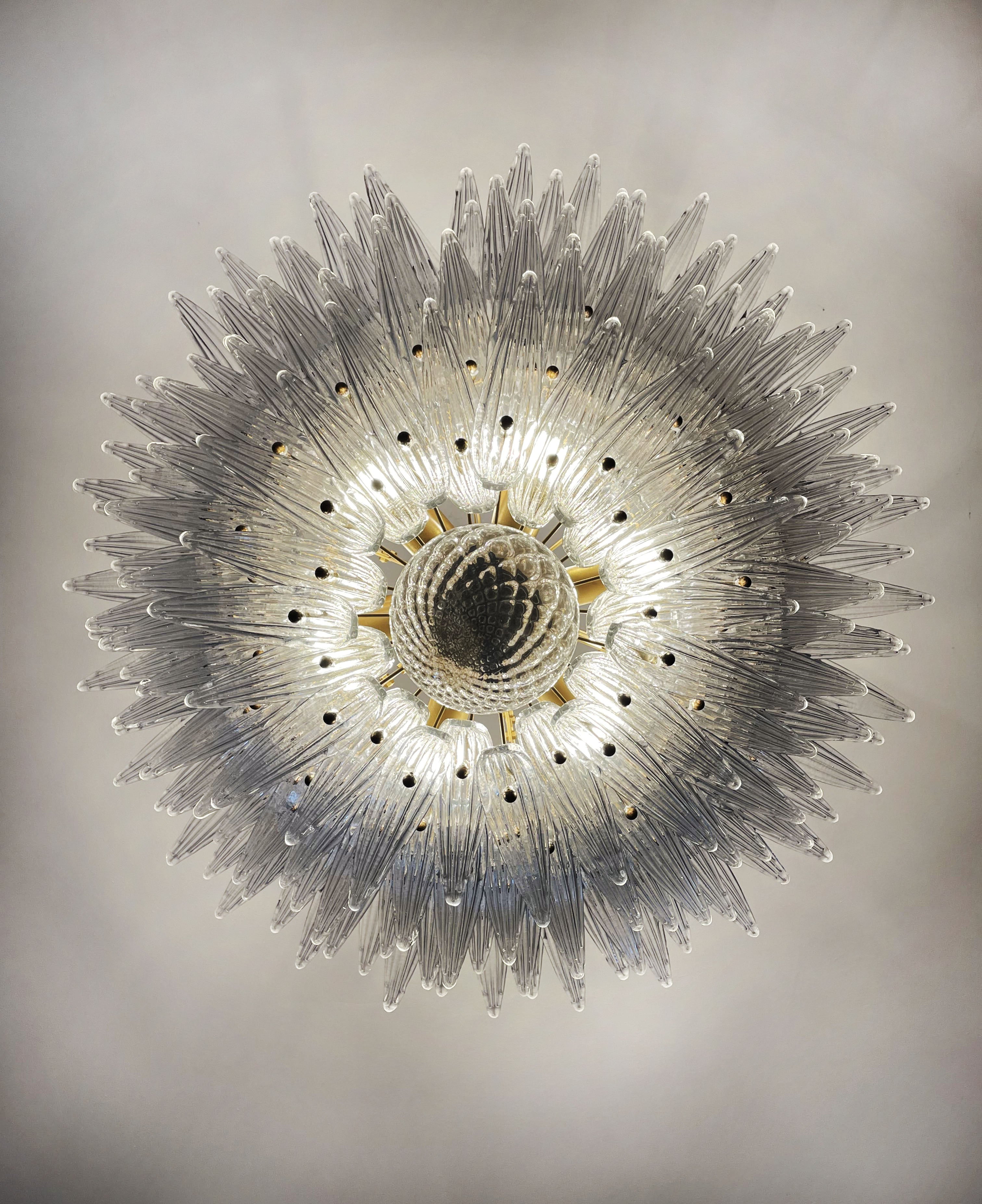 Murano Lysekrone – 163 Klare Palmeglass – detalj 2 – Murano Classics