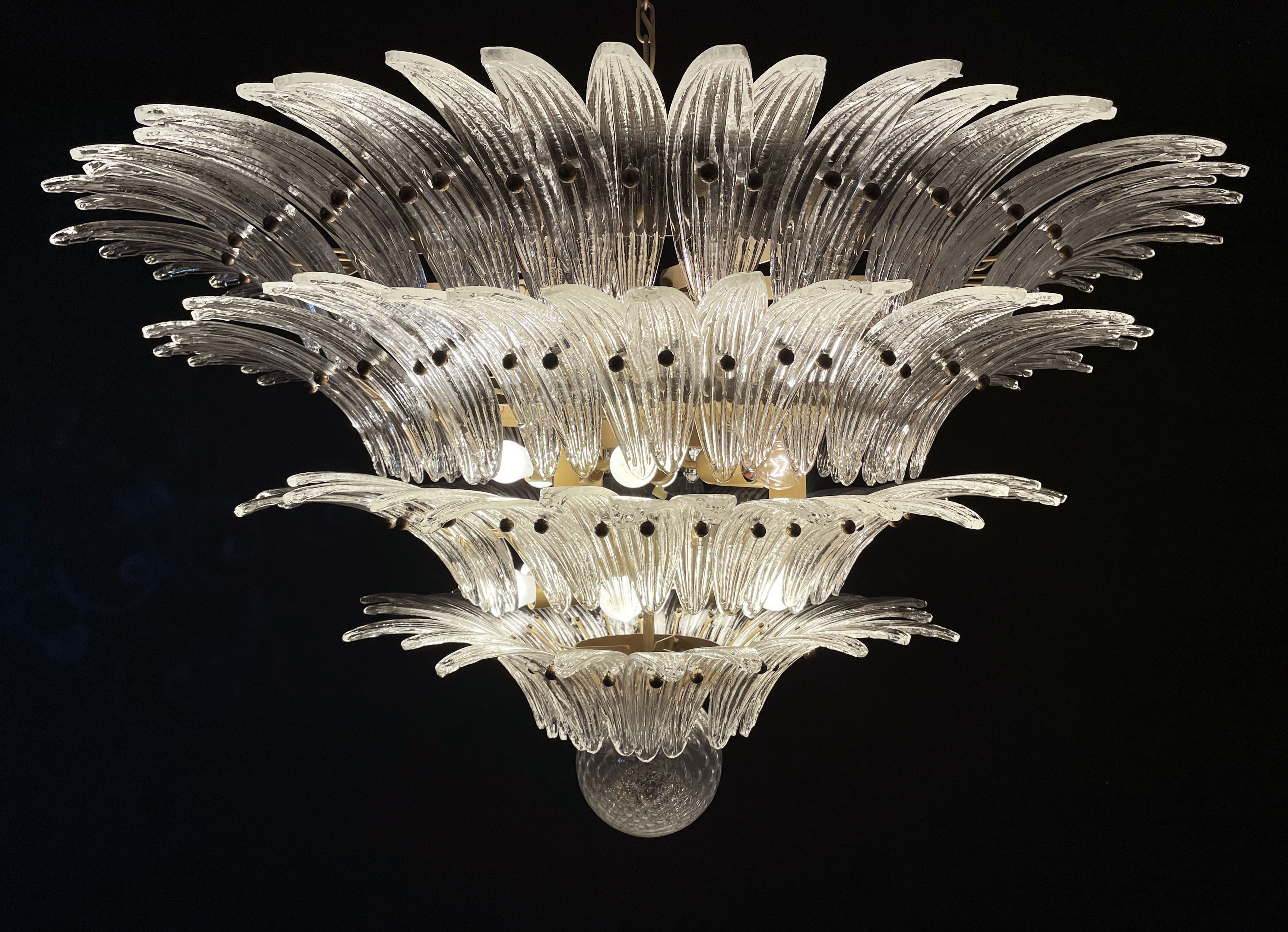 Murano Lysekrone – 163 Klare Palmeglass – detalj 6 – Murano Classics