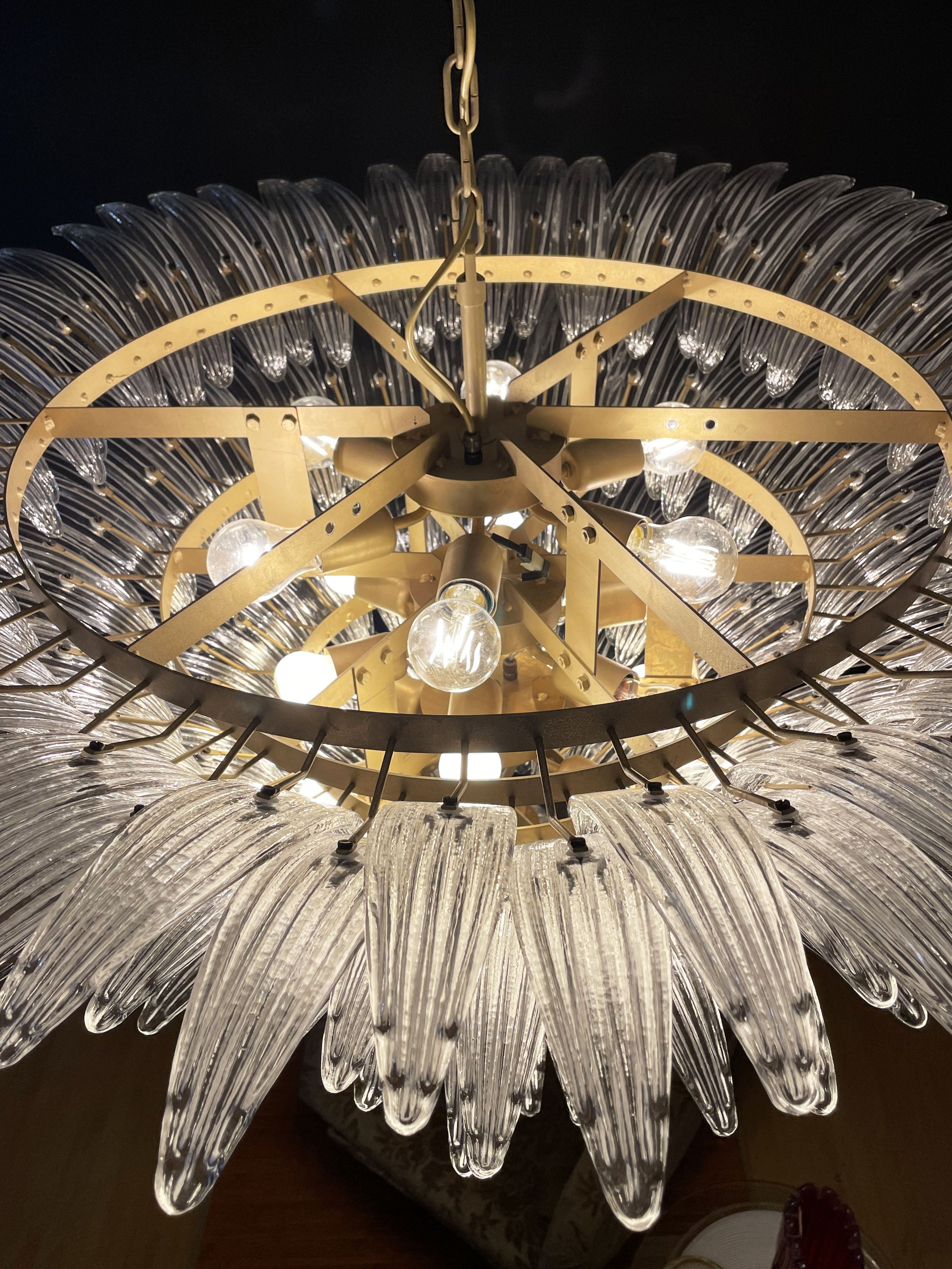Murano Lysekrone – 163 Klare Palmeglass – detalj 7 – Murano Classics