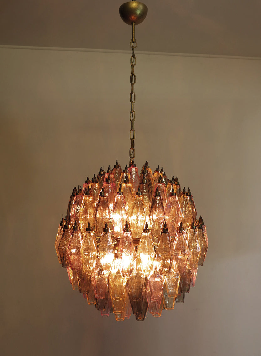 Murano Lysekrone – 140 Multifargede Poliedriglass – detalj 4 – Murano Classics