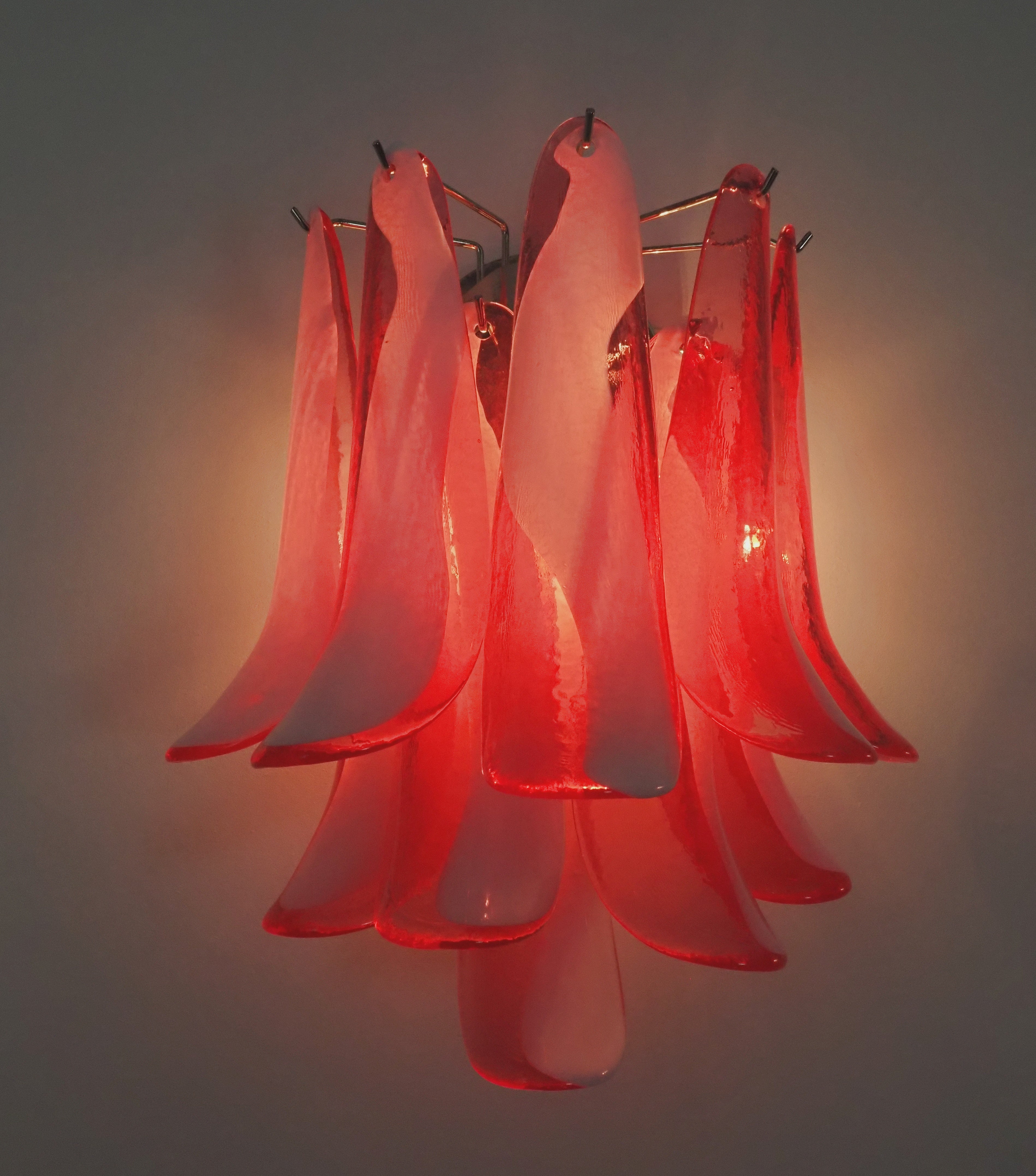 Murano Vegglampe – 10 Rød Konglebladglass – 2 stk – detalj 6 – Murano Classics