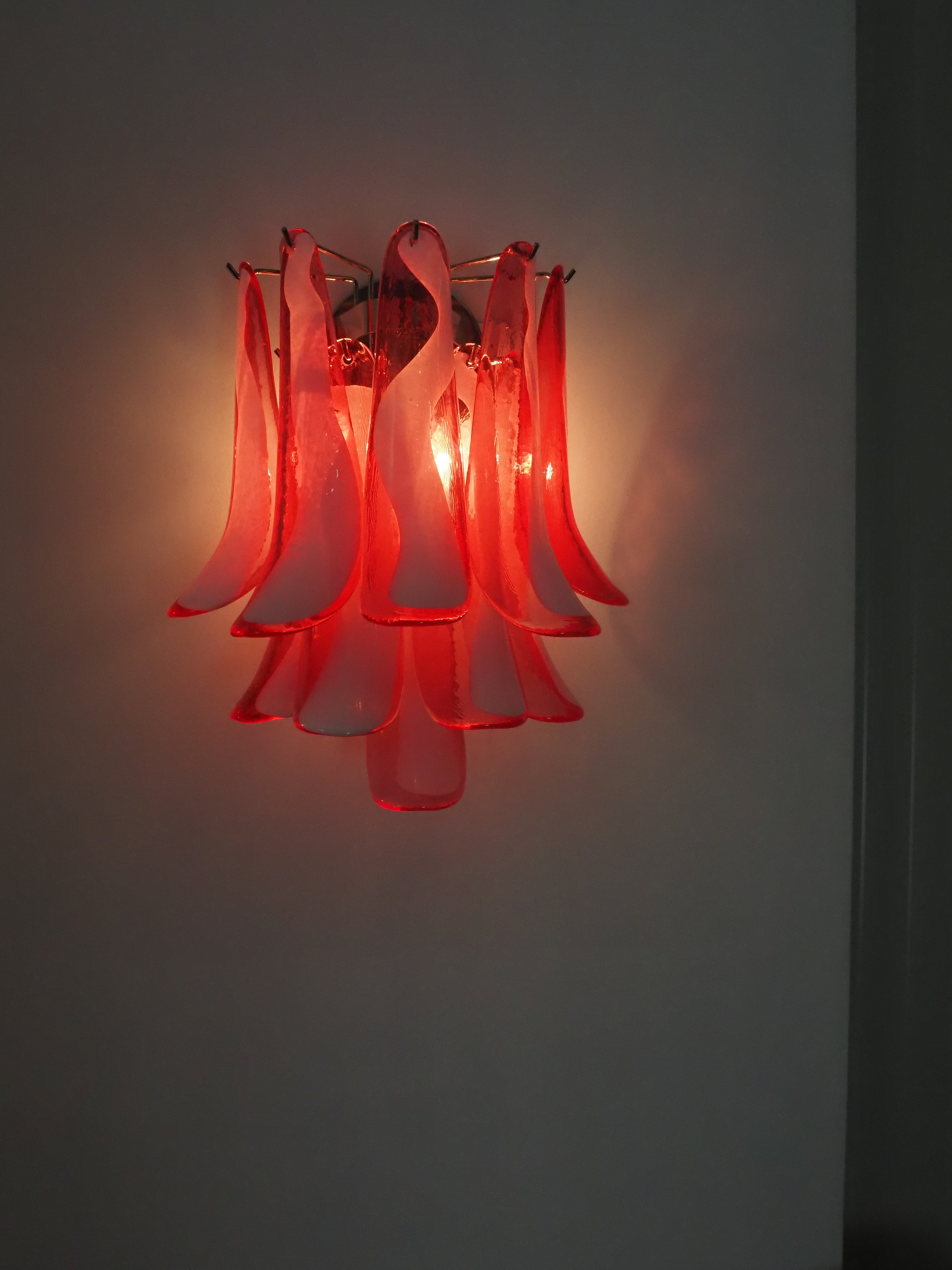 Murano Vegglampe – 10 Rød Konglebladglass – 2 stk – detalj 8 – Murano Classics