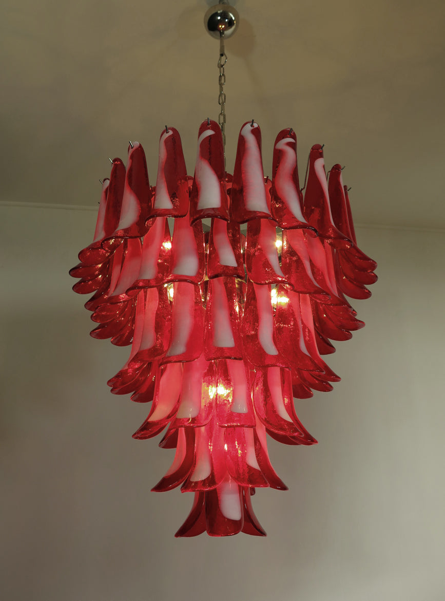 Murano Lysekrone – 75 Rød Konglebladglass – detalj 7 – Murano Classics