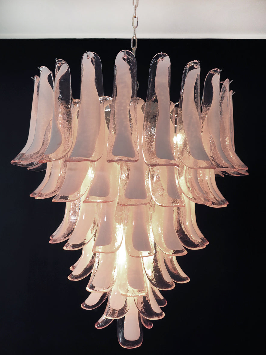 Murano Lysekrone – 75 Rosa Konglebladglass – detalj 8 – Murano Classics