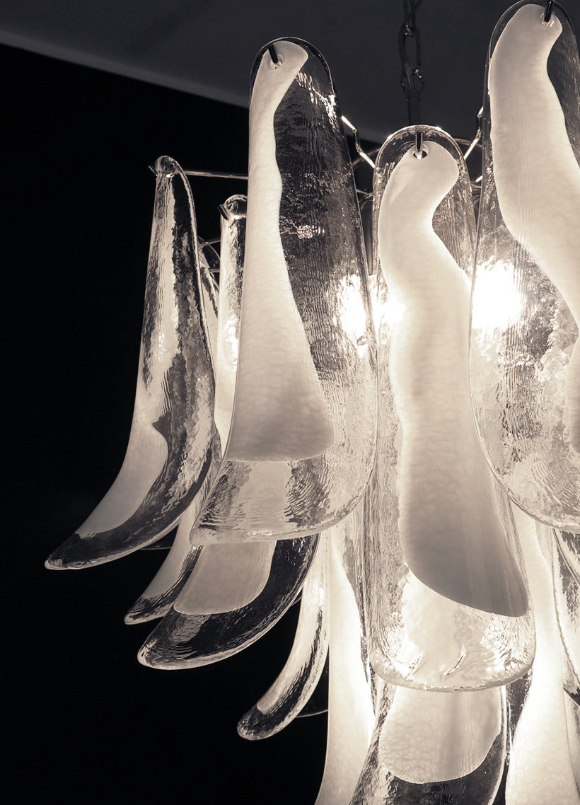 Murano Lysekrone – 26 Klare Konglebladglass – detalj 6 – Murano Classics