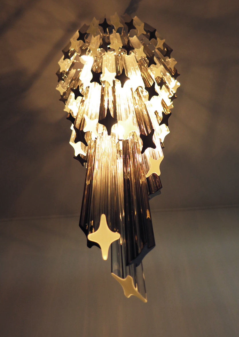Murano Lysekrone – 86 Klare og Røykfargede Prismeglass – detalj 1 – Murano Classics